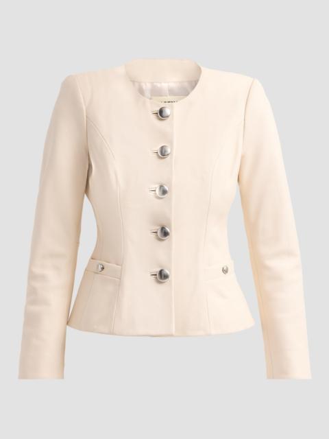 L'AGENCE Women's Mariella Collarless Leather Blazer - Vintage White
