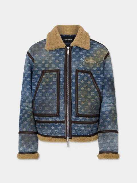 DSQUARED2 D2 MONOGRAM DIRTY WASH SHEARLING KABAN