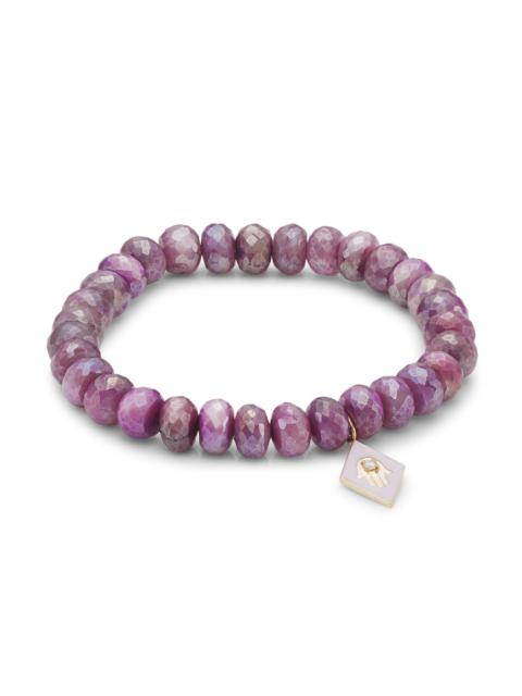 SYDNEY EVAN Women's 14K Yellow Gold, Mystic Moonstone & Diamond Hamsa Charm Bracelet - Pink
