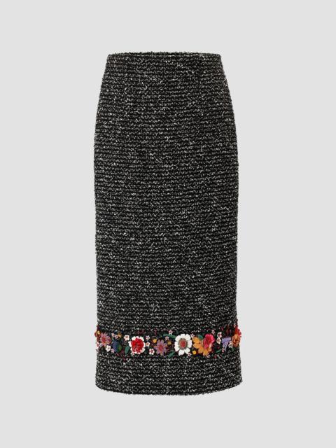 CAROLINA HERRERA Women's Embroidered Pencil Skirt - Black White