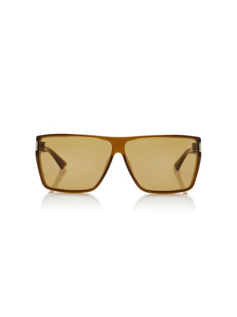 SAINT LAURENT Rectangle-Frame Sunglasses brown