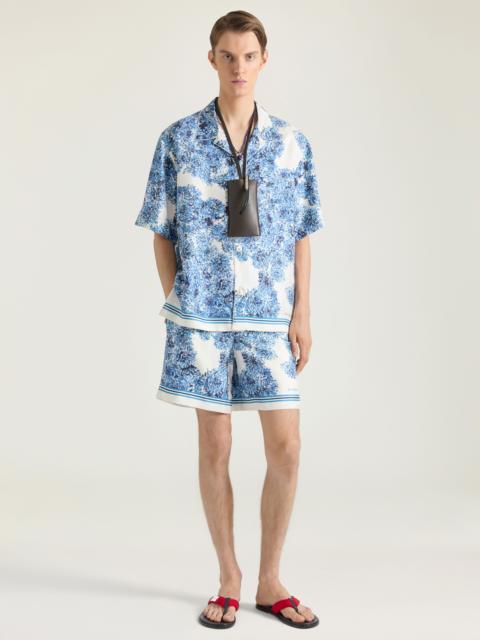 Givenchy COUTURE SEAM BERMUDA SHORTS IN SILK WITH POMPOM PRINT