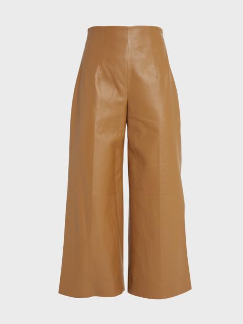 Wide-Leg Leather Trousers