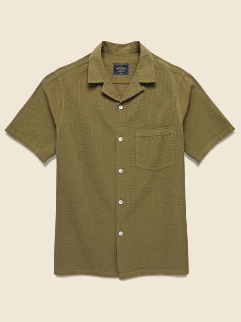 Portuguese Flannel Seersucker Camp Shirt - Olive