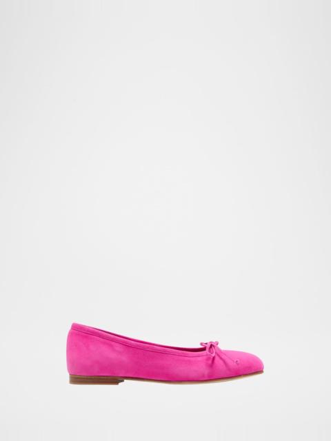 Manolo Blahnik Veralli Suede Bow Ballerina Flats