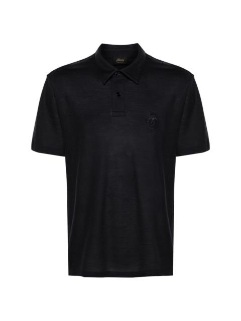 Brioni logo-embroidered wool polo shirt