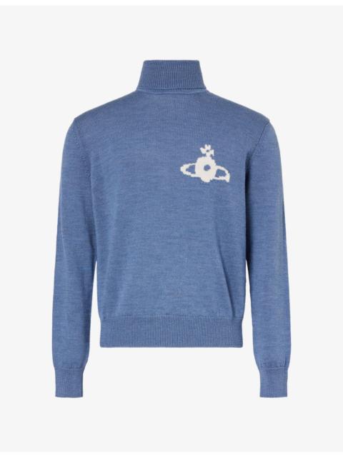 Vivienne Westwood Intarsia-Logo Turtle-Neck Wool Jumper