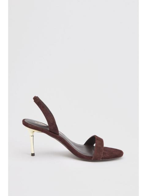 KAREN MILLEN Leather Strappy Metallic Heeled Sandal