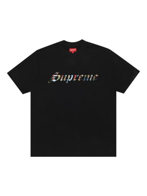 Supreme Floral Appliqué Short-Sleeve Top 'Black'