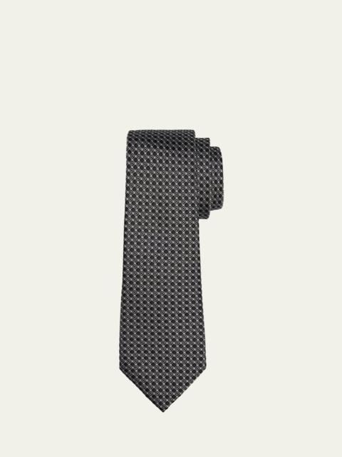 GIORGIO ARMANI Men's Woven Micro-Geometric Circle Silk Tie