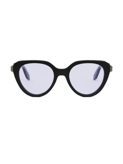 BVLGARI Women's Serpenti 51MM Cat-Eye Blue Block Glasses - Black Lavender