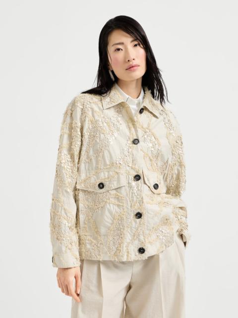 Brunello Cucinelli Dazzling seabed embroidery outerwear jacket in techno cotton poplin
