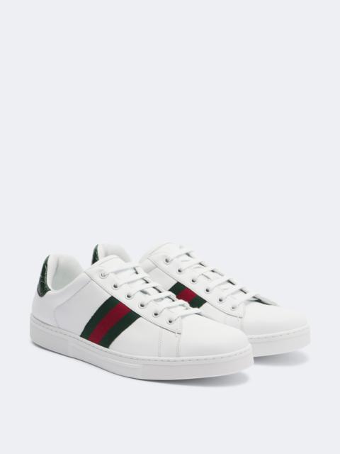 GUCCI Ace Web Stripe leather sneakers