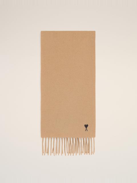 AMI Paris BEIGE WOOL SCARF WITH AMI DE COEUR