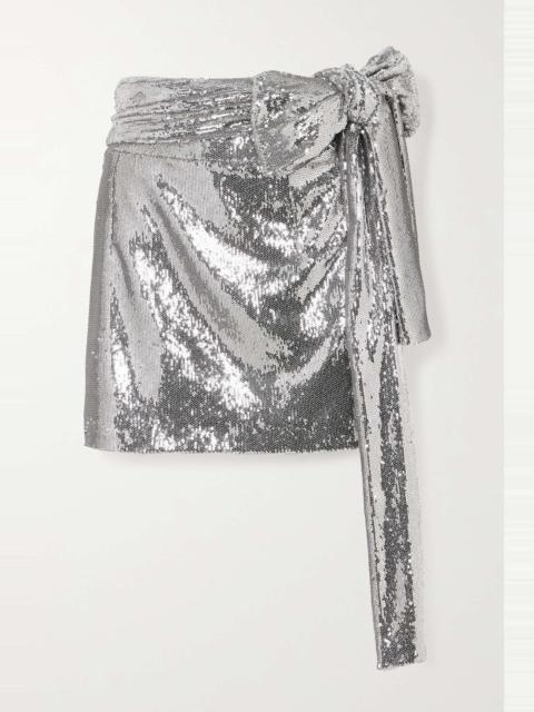 Bernard asymmetric sequined taffeta mini skirt