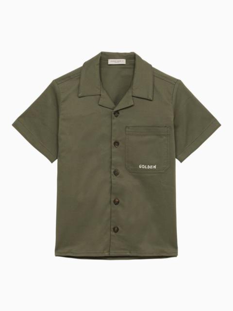 SHORT-SLEEVED DARK GREEN COTTON SHIRT