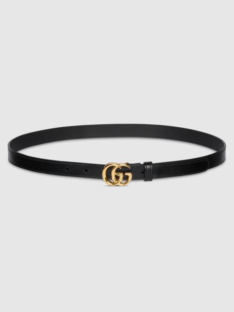 GUCCI GG Marmont thin leather belt with shiny buckle