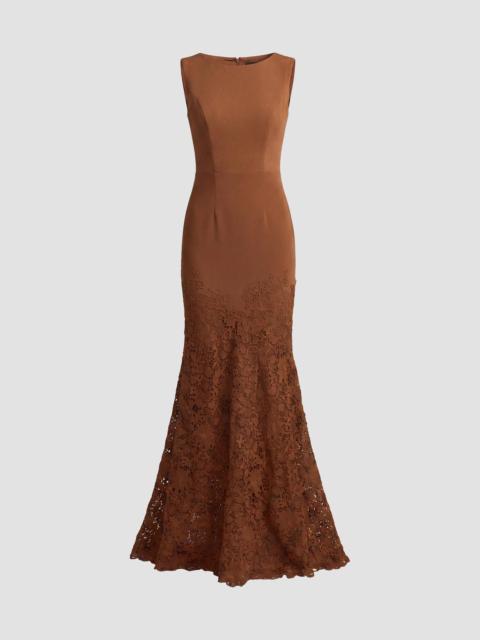 MAC DUGGAL Women's Crêpe Lace Skirt Mermaid Gown - Nutmeg