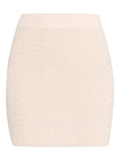 Balmain monogram knitted mini skirt