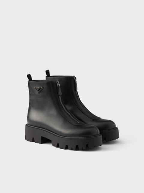 Prada Leather zipper booties