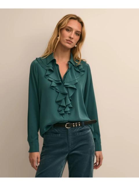 Brooks Brothers Silk Ruffle-Front Blouse