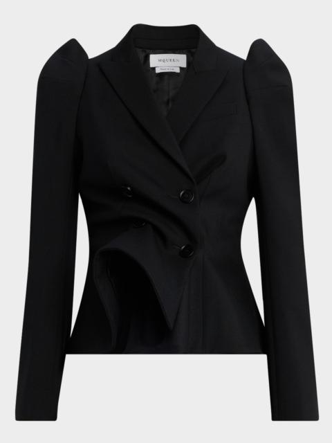 Alexander McQueen Structured Stretch Wool Double-Breasted Blazer Jacket