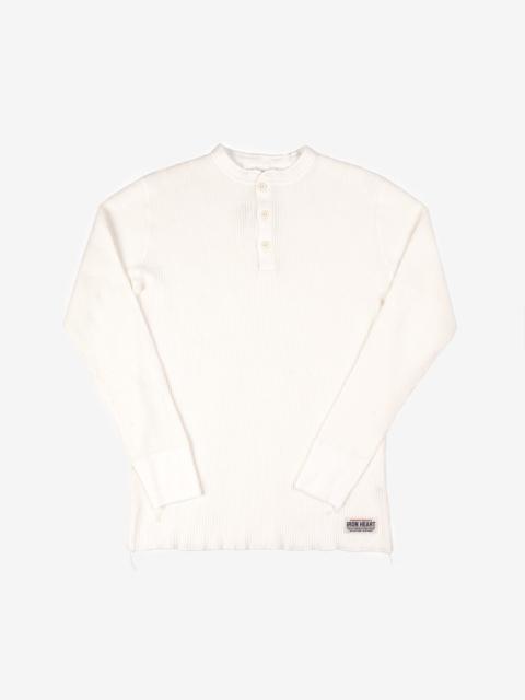 Iron Heart IHTL-1213-WHT Waffle Knit Long Sleeved Thermal Henley - White