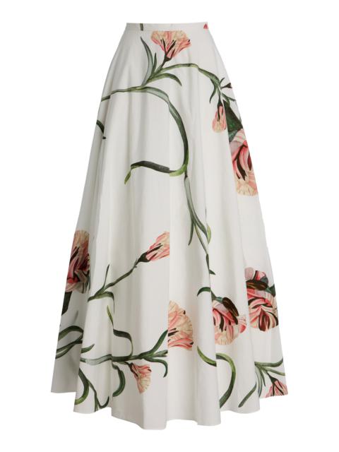 GIAMBATTISTA VALLI Printed Cotton Poplin Maxi Skirt ivory