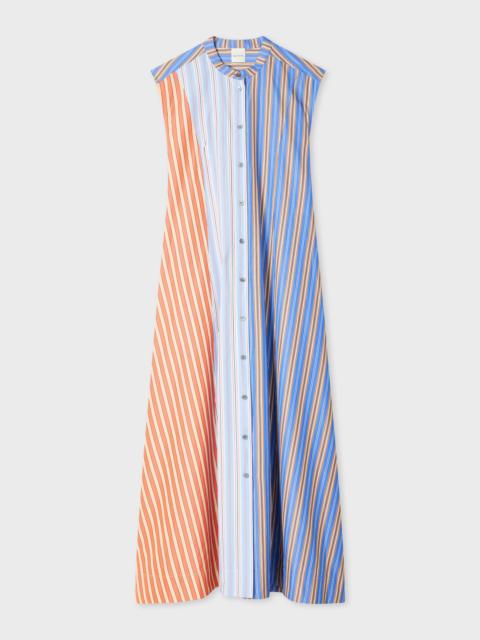 Paul Smith Women's Blue and Red 'Mix Up Stripe' Shirt Dress