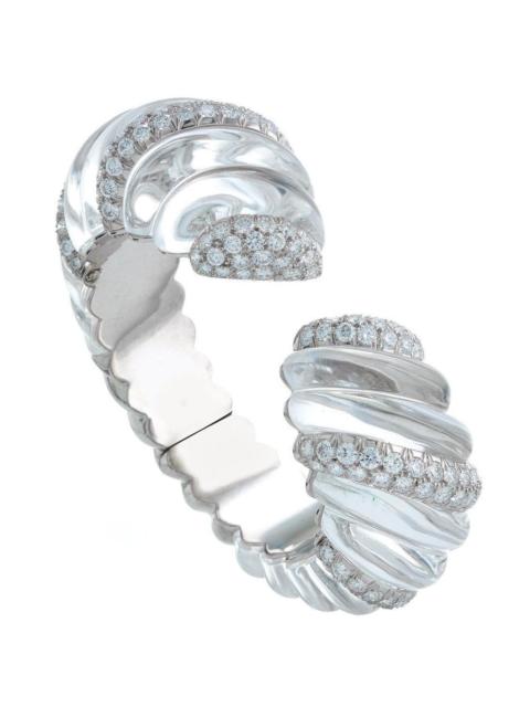 DAVID WEBB Diamond Twisted Carved Rock Cuff Bracelet