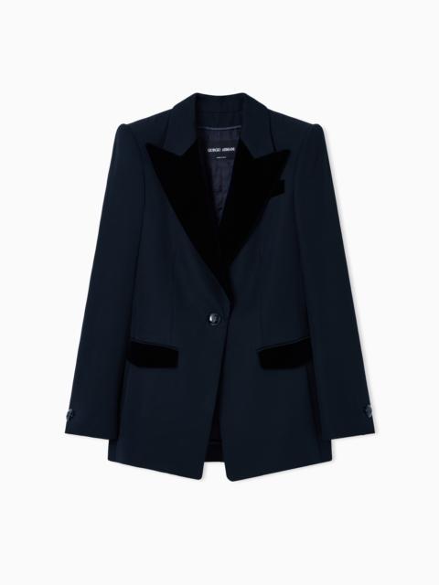 GIORGIO ARMANI Barathea wool and velvet single-breasted jacket