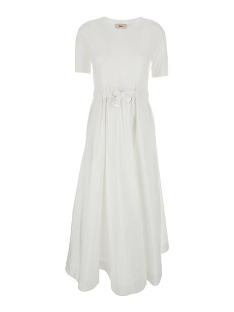 Herno Long Dress with Bow on the Front in White Tech Fabric for Women Polyester