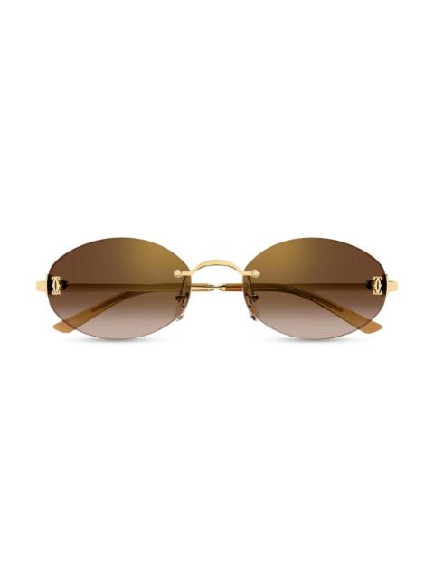 Cartier Women's Double C 55MM Oval Sunglasses - Gold Yellow