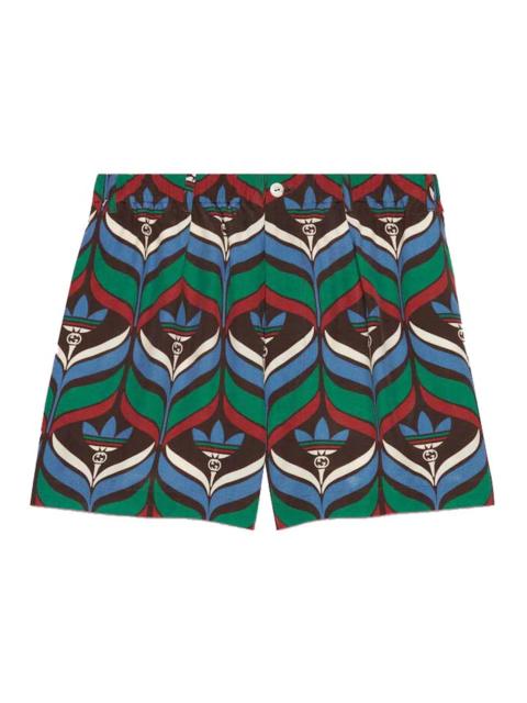 GUCCI Gucci x adidas Trefoil Print Shorts Brown/Green