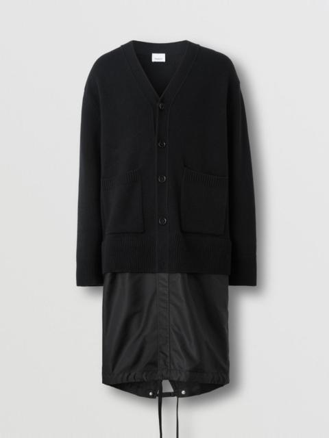 Burberry Contrast Nylon Panel Wool Cashmere Cardigan