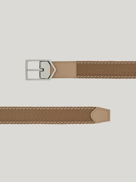 Canali WALNUT DENIM ELASTIC-WEAVE BELT WITH METAL ARROW BUCKLE