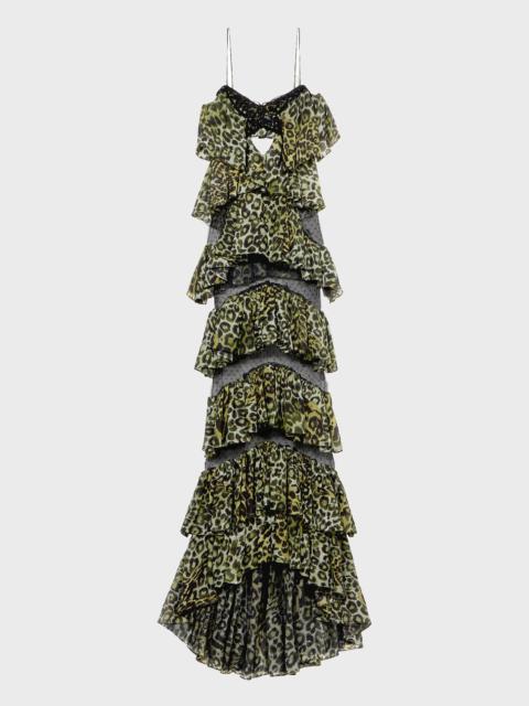 Blumarine LONG TIERED DRESS IN GEORGETTE AND TULLE