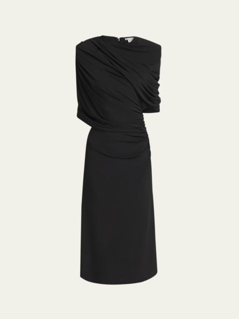 Draped Cape Midi Dress