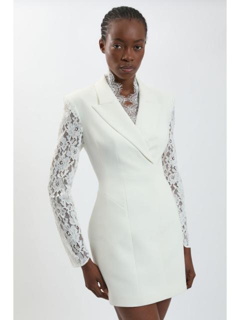 KAREN MILLEN Compact Stretch Lace Sleeve Blazer Mini Dress