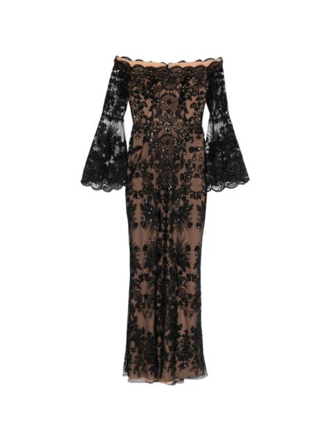 ELIE SAAB lace-detail flared maxi dress