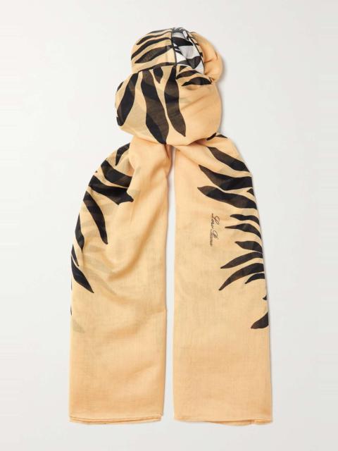 Printed cotton-voile scarf