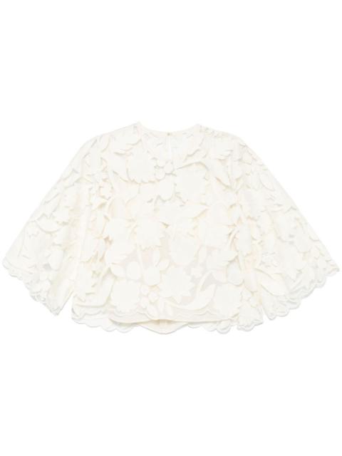 ELIE SAAB tulle-embroidered blouse