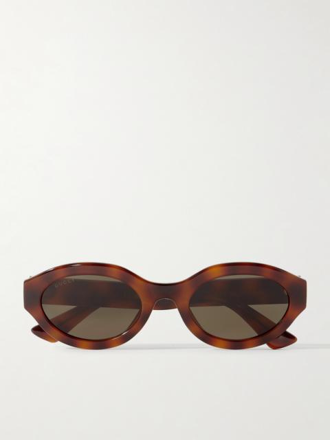GUCCI Oval-frame Tortoiseshell Acetate Sunglasses