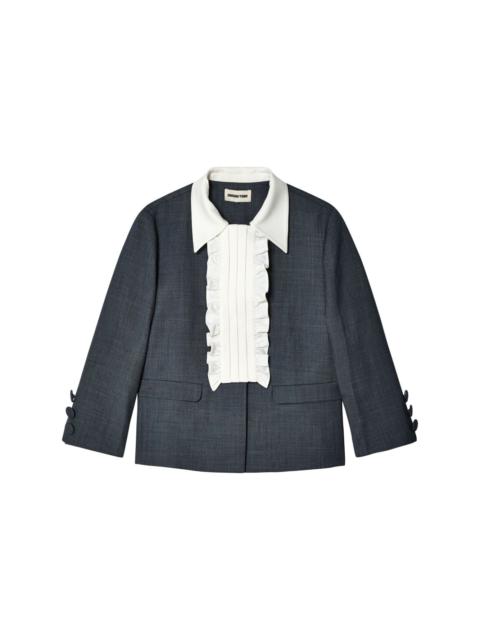 ruffled-trim fitted jacket