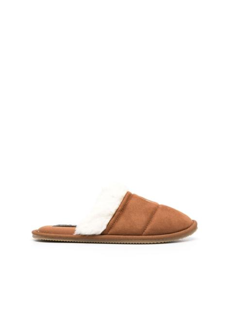 Polo Ralph Lauren embroidered-logo faux-fur slippers