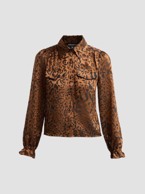 GENERATION LOVE Women's ​Priya Leopard Burnout Blouse - Caramel Black