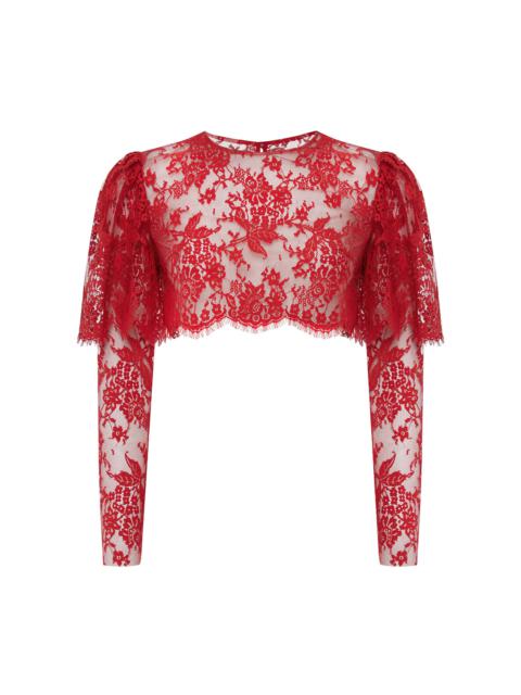 RASARIO Cropped Lace Top red