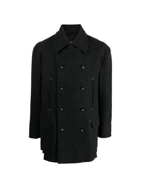 Orb-button double-breasted peacoat