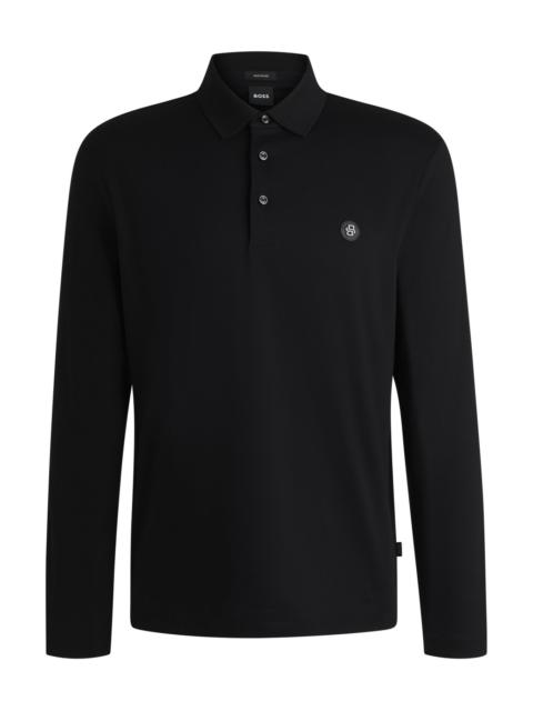 BOSS MERCERIZED-COTTON POLO SHIRT WITH DOUBLE B MONOGRAM