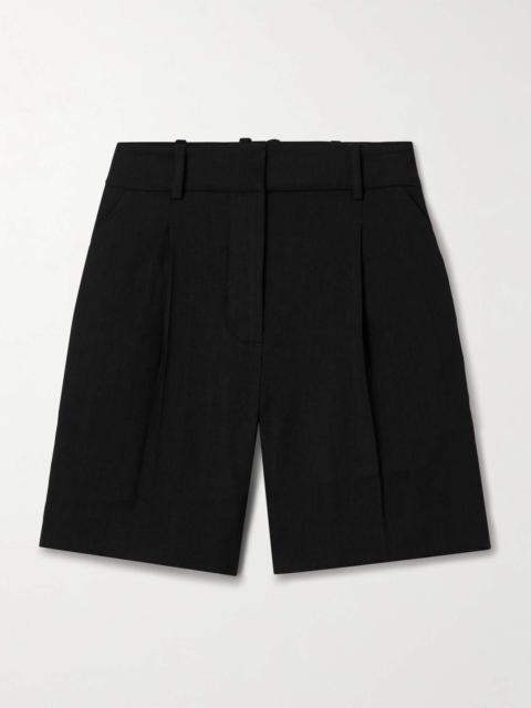 Noemi pleated linen-blend shorts
